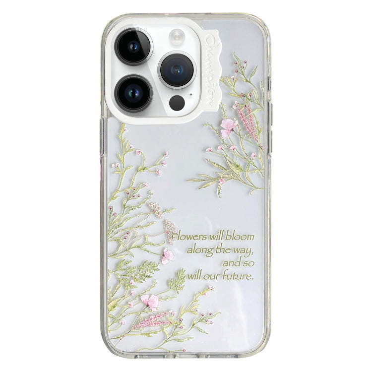 For iPhone 15 Pro Colorful Wave Circle Creative Pattern Phone Case(White Flower) - HoMEdemic™ 