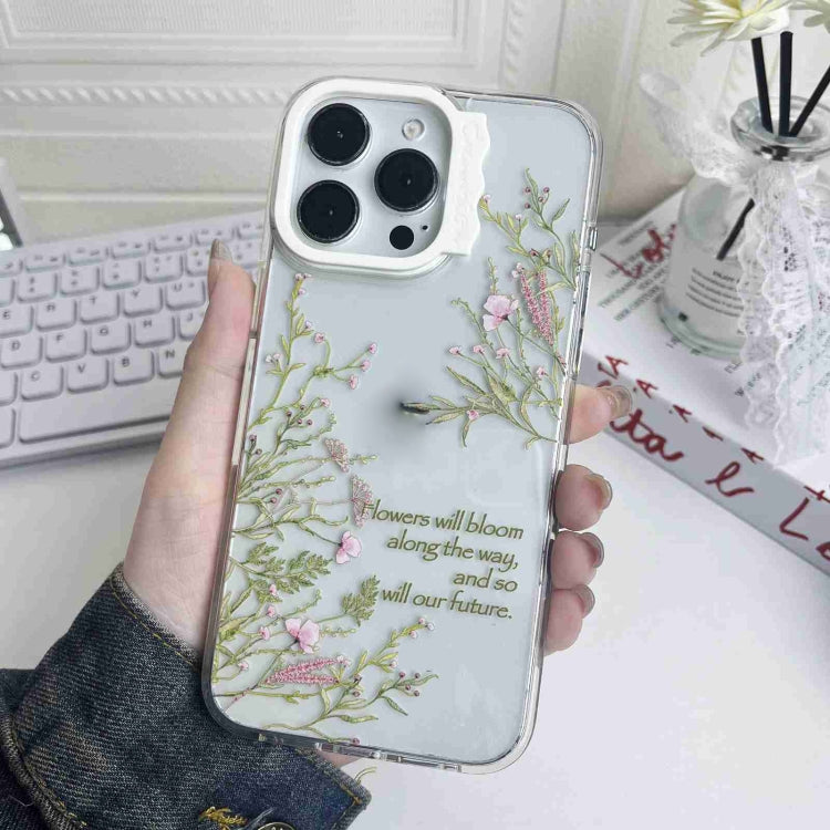 For iPhone 15 Pro Colorful Wave Circle Creative Pattern Phone Case(White Flower) - HoMEdemic™ 