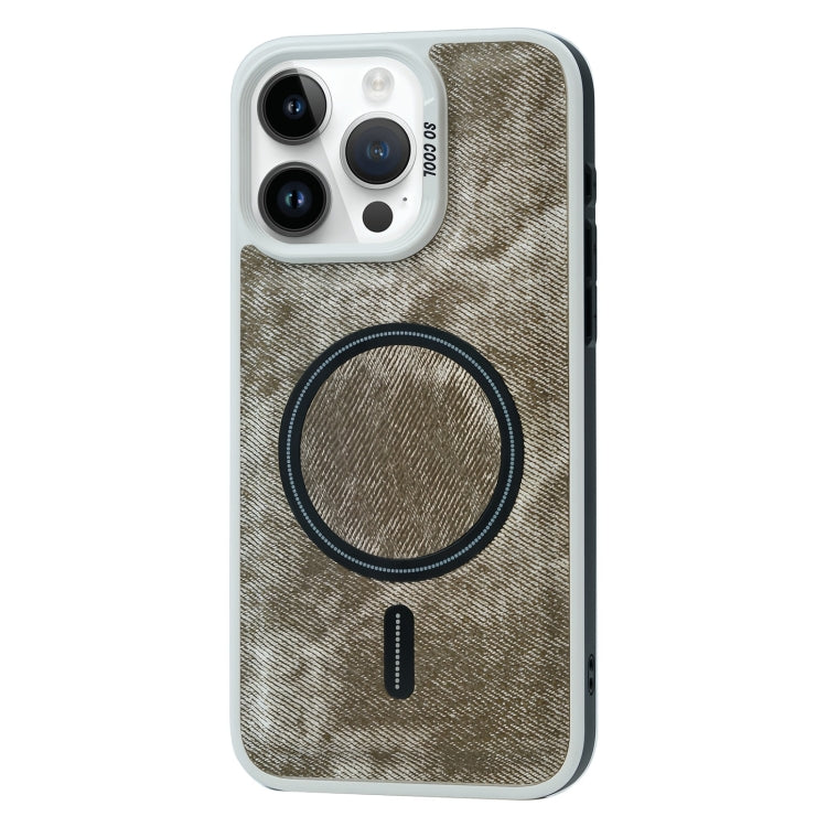 For iPhone 15 Pro Contrast Color Denim MagSafe Magnetic Phone Case(Grey) - HoMEdemic™ 