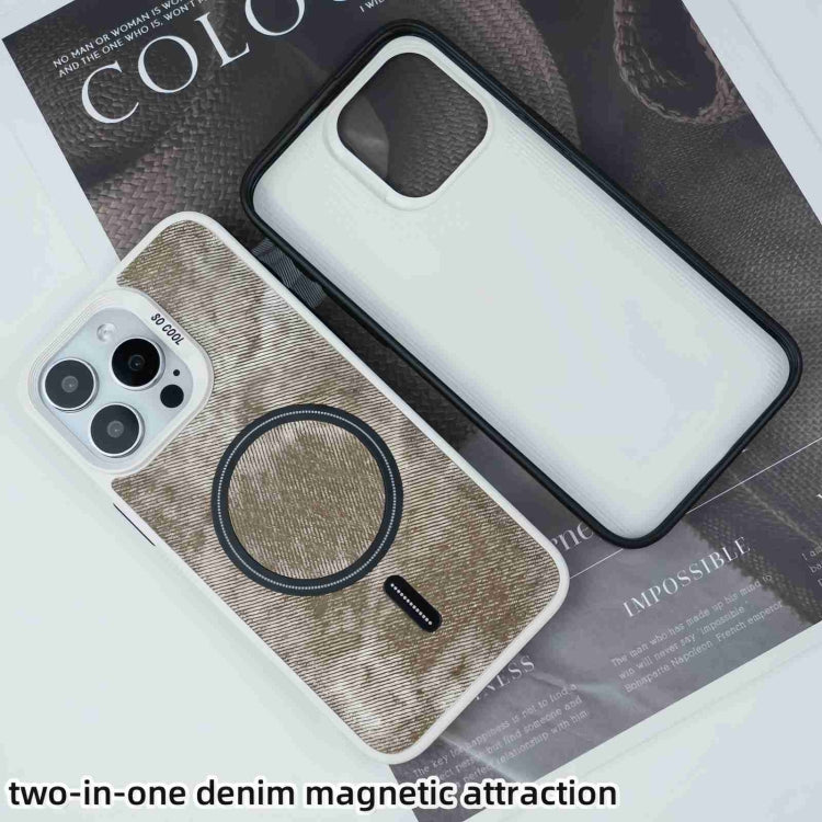 For iPhone 15 Pro Contrast Color Denim MagSafe Magnetic Phone Case(Grey) - HoMEdemic™ 