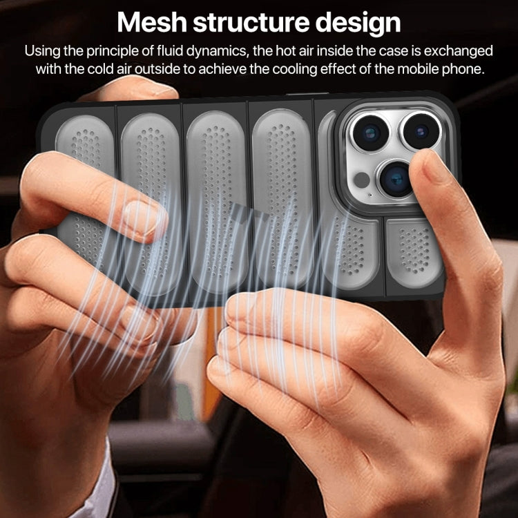 For iPhone 15 Pro Cooling Armor Translucent Mesh Breathable Phone Case(Black) - HoMEdemic™ 