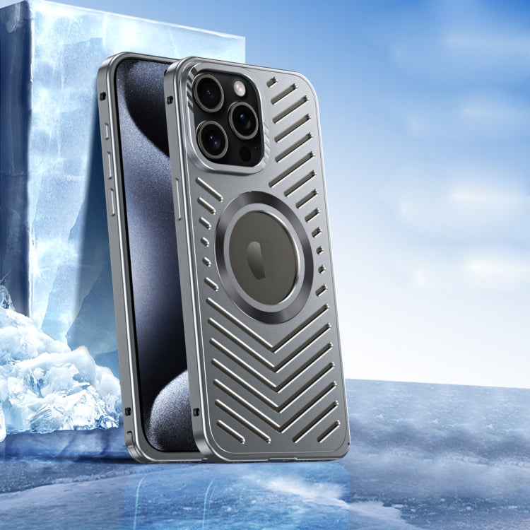 For iPhone 15 Pro Cooling MagSafe Magnetic Metal Phone Case(Grey) - HoMEdemic™ 