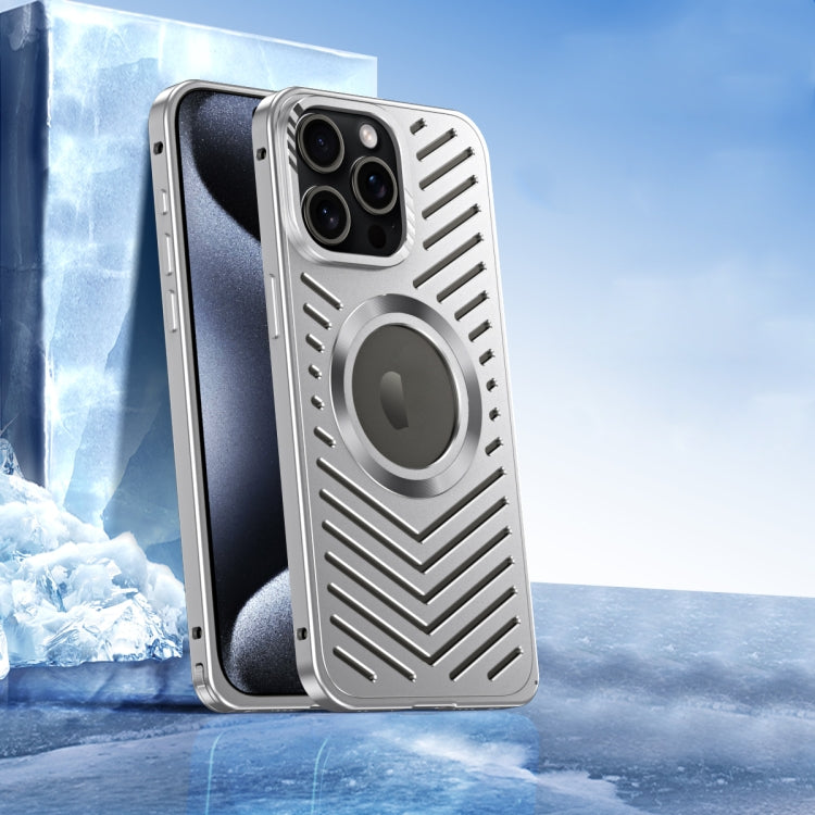 For iPhone 15 Pro Cooling MagSafe Magnetic Metal Phone Case(Silver) - HoMEdemic™ 