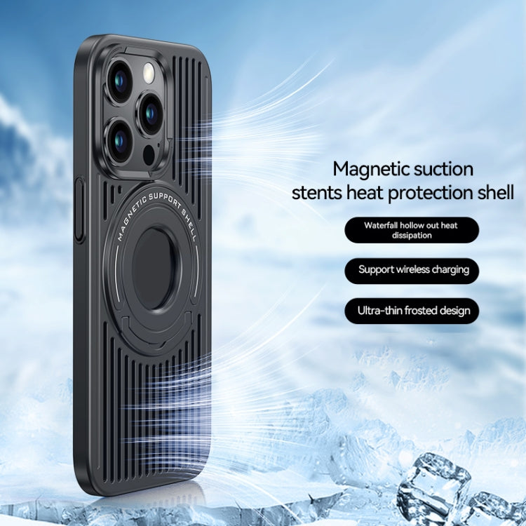 For iPhone 15 Pro Cooling MagSafe Magnetic Ring Holder Phone Case(Black) - HoMEdemic™ 