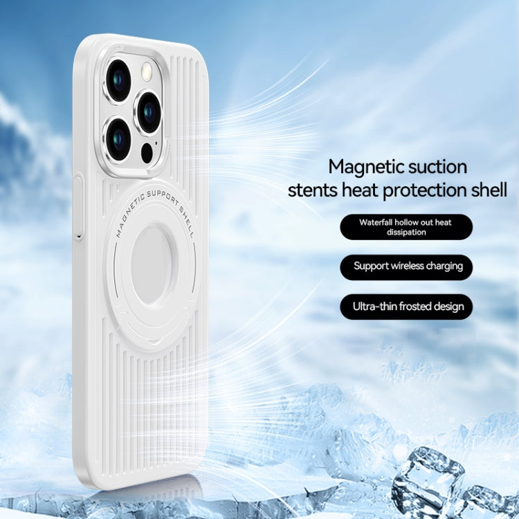For iPhone 15 Pro Cooling MagSafe Magnetic Ring Holder Phone Case(White) - HoMEdemic™ 