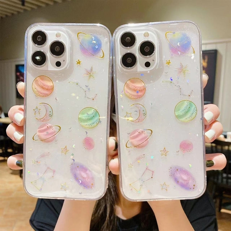 For iPhone 15 Pro Cosmic Star Glitter Epoxy TPU Phone Case(Transparent) - HoMEdemic™ 