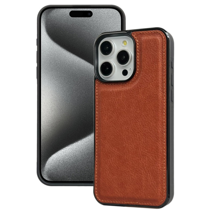 For iPhone 15 Pro Cowhide Texture Back Cover Phone Case(Brown) - HoMEdemic™ 