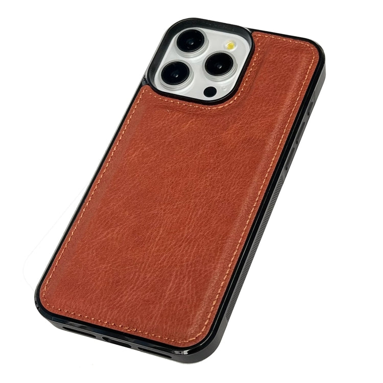 For iPhone 15 Pro Cowhide Texture Back Cover Phone Case(Brown) - HoMEdemic™ 
