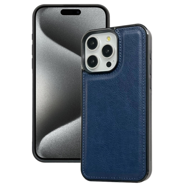For iPhone 15 Pro Cowhide Texture Back Cover Phone Case(Royal Blue) - HoMEdemic™ 