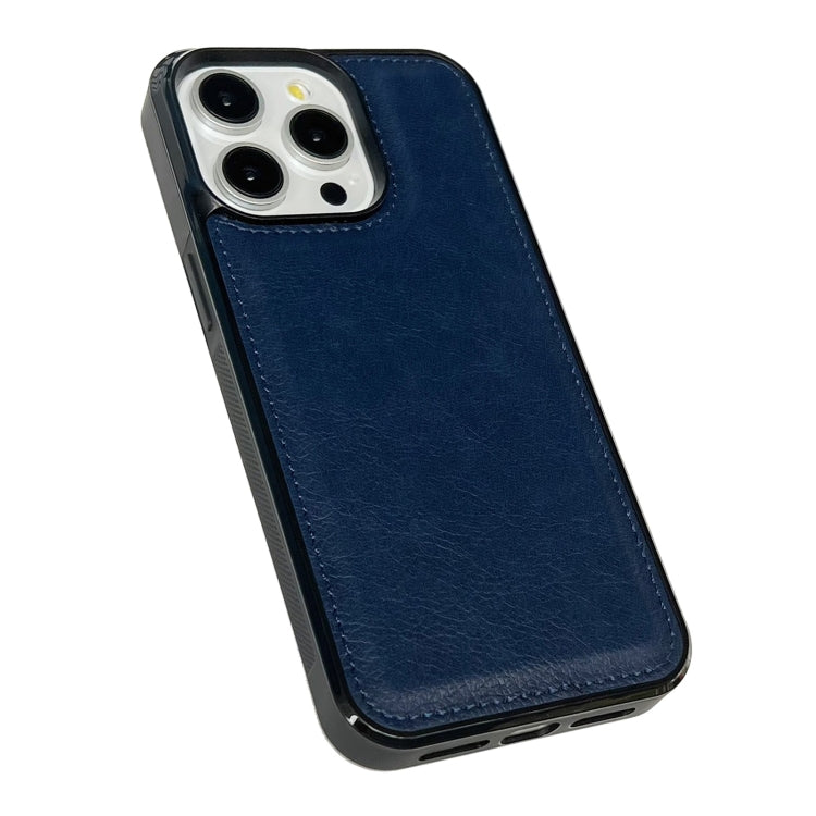 For iPhone 15 Pro Cowhide Texture Back Cover Phone Case(Royal Blue) - HoMEdemic™ 