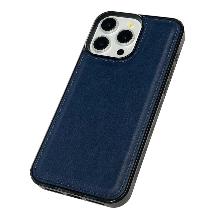 For iPhone 15 Pro Cowhide Texture Back Cover Phone Case(Royal Blue) - HoMEdemic™ 