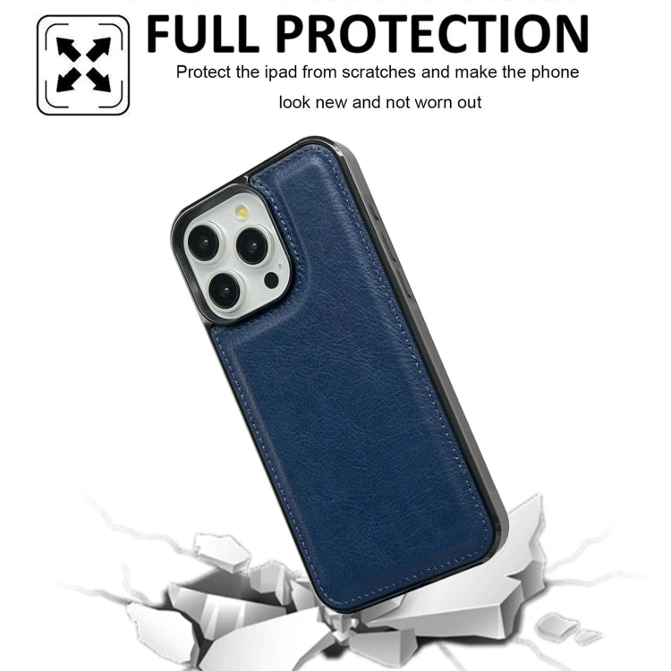For iPhone 15 Pro Cowhide Texture Back Cover Phone Case(Royal Blue) - HoMEdemic™ 