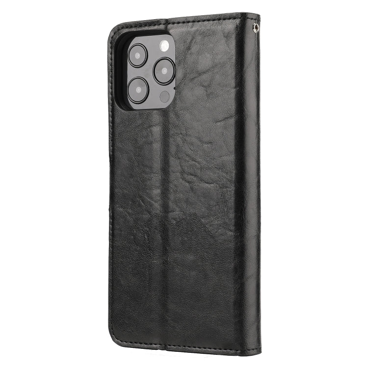 For iPhone 15 Pro Crazy Horse Texture Detachable Horizontal Flip PU Case(Black) - HoMEdemic™ 