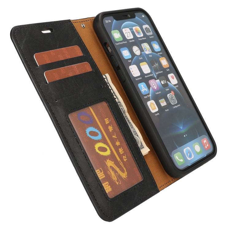 For iPhone 15 Pro Crazy Horse Texture Detachable Horizontal Flip PU Case(Black) - HoMEdemic™ 