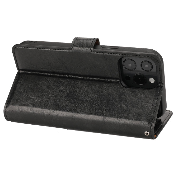 For iPhone 15 Pro Crazy Horse Texture Detachable Horizontal Flip PU Case(Black) - HoMEdemic™ 