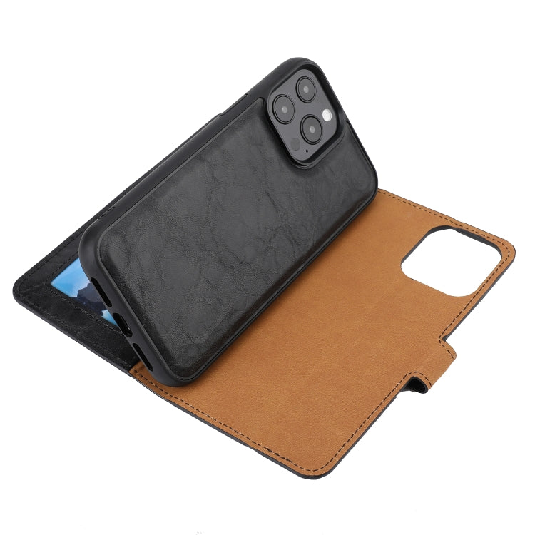 For iPhone 15 Pro Crazy Horse Texture Detachable Horizontal Flip PU Case(Black) - HoMEdemic™ 