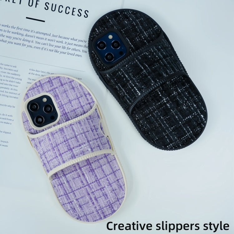 For iPhone 15 Pro Creative Flannel Slipper Design TPU Phone Case(Black) - HoMEdemic™ 