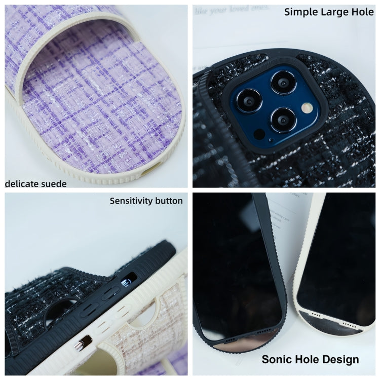 For iPhone 15 Pro Creative Flannel Slipper Design TPU Phone Case(Black) - HoMEdemic™ 