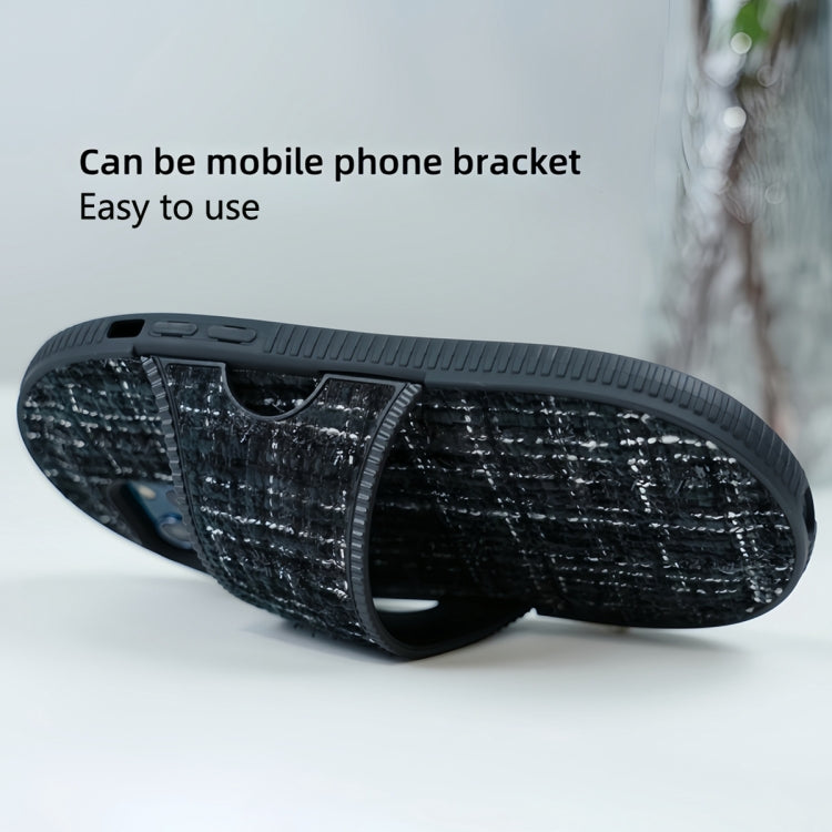 For iPhone 15 Pro Creative Flannel Slipper Design TPU Phone Case(Black) - HoMEdemic™ 