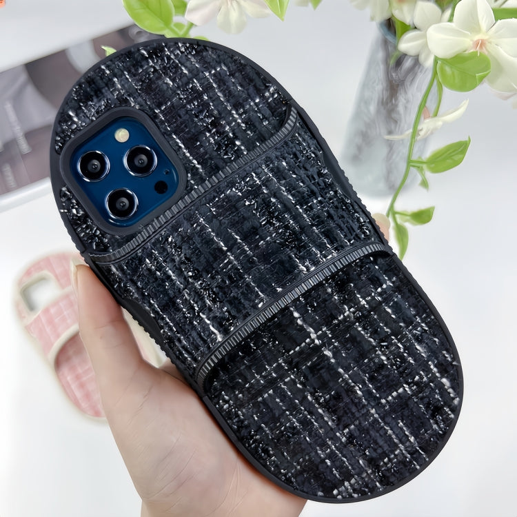 For iPhone 15 Pro Creative Flannel Slipper Design TPU Phone Case(Black) - HoMEdemic™ 