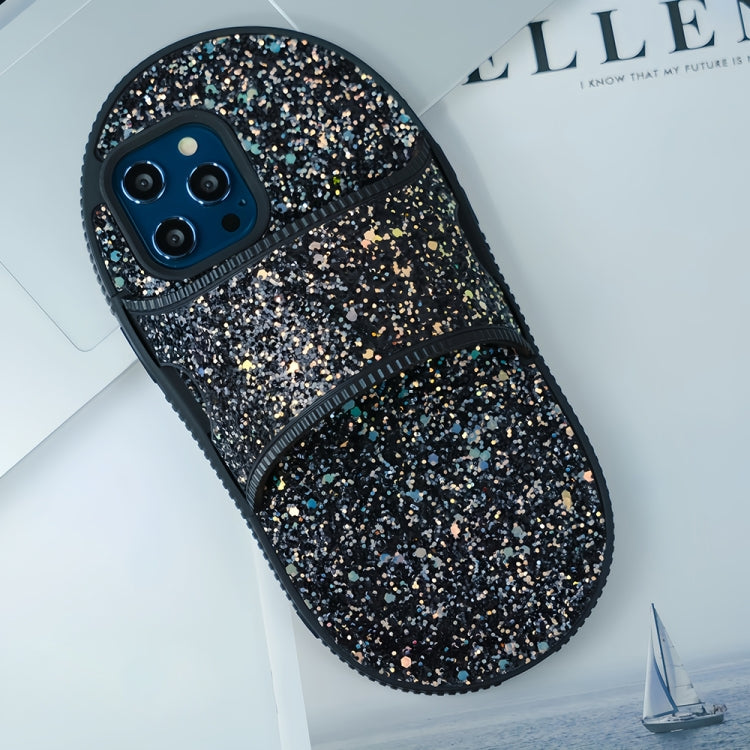 For iPhone 15 Pro Creative Glitter Slipper Design TPU Shockproof Phone Case(Black) - HoMEdemic™ 
