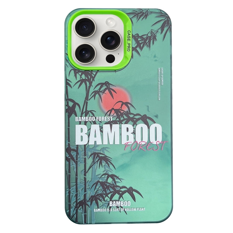 For iPhone 15 Pro Creative Oil Painting Colorful Sunset Scenery TPU + PC Shockproof Phone Case(Green Bamboo) - HoMEdemic™ 