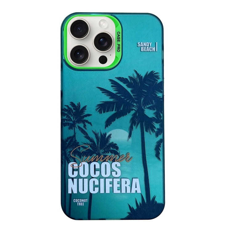 For iPhone 15 Pro Creative Oil Painting Colorful Sunset Scenery TPU + PC Shockproof Phone Case(Green Coconut Tree) - HoMEdemic™ 