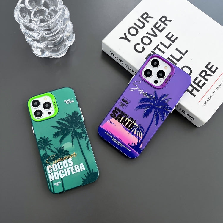 For iPhone 15 Pro Creative Oil Painting Colorful Sunset Scenery TPU + PC Shockproof Phone Case(Purple Bamboo) - HoMEdemic™ 