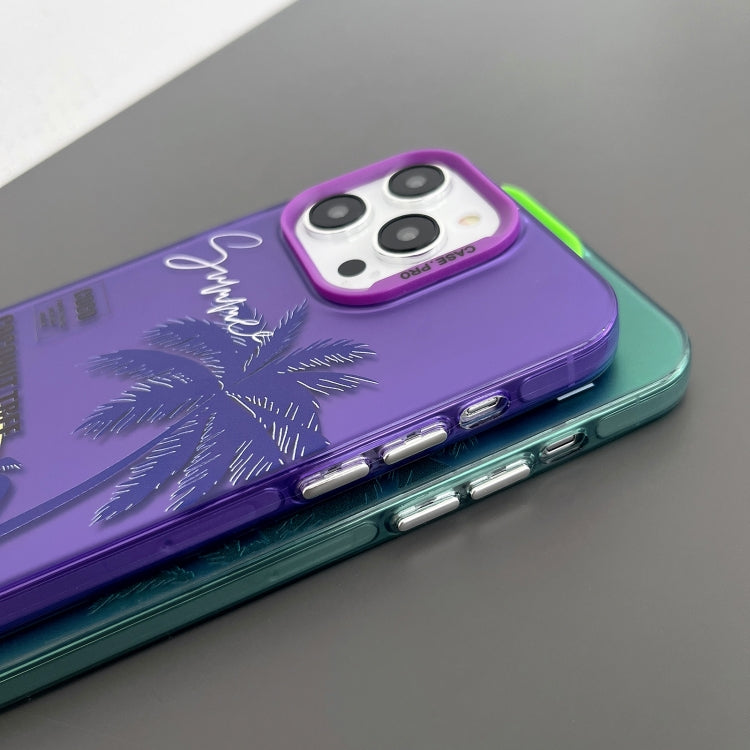For iPhone 15 Pro Creative Oil Painting Colorful Sunset Scenery TPU + PC Shockproof Phone Case(Purple Bamboo) - HoMEdemic™ 
