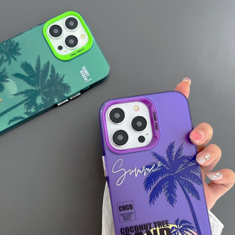For iPhone 15 Pro Creative Oil Painting Colorful Sunset Scenery TPU + PC Shockproof Phone Case(Purple Bamboo) - HoMEdemic™ 