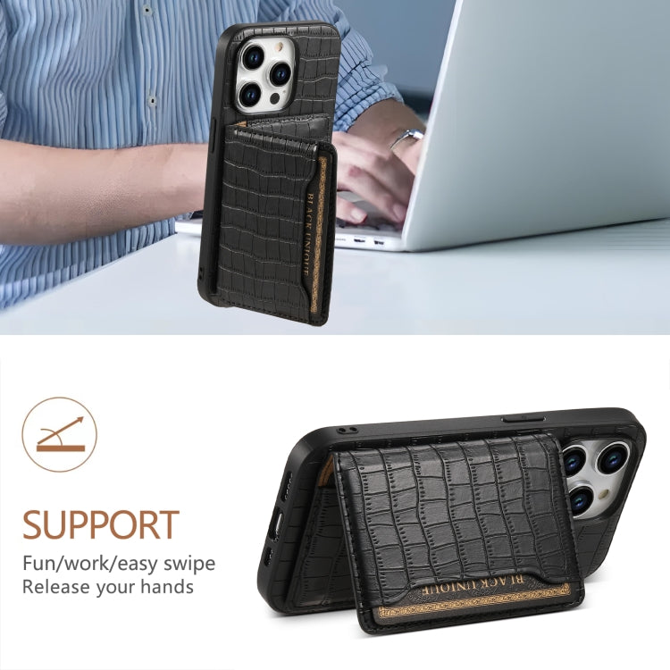 For iPhone 15 Pro Crocodile Texture Card Bag Design Full Coverage Phone Case(Red) - HoMEdemic™ 