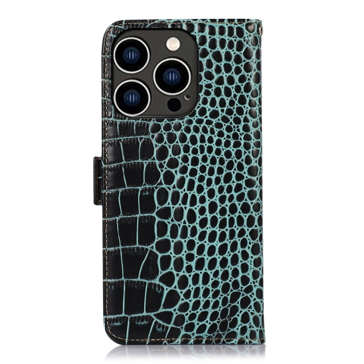For iPhone 15 Pro Crocodile Top Layer Cowhide Leather Phone Case(Green) - HoMEdemic™ 