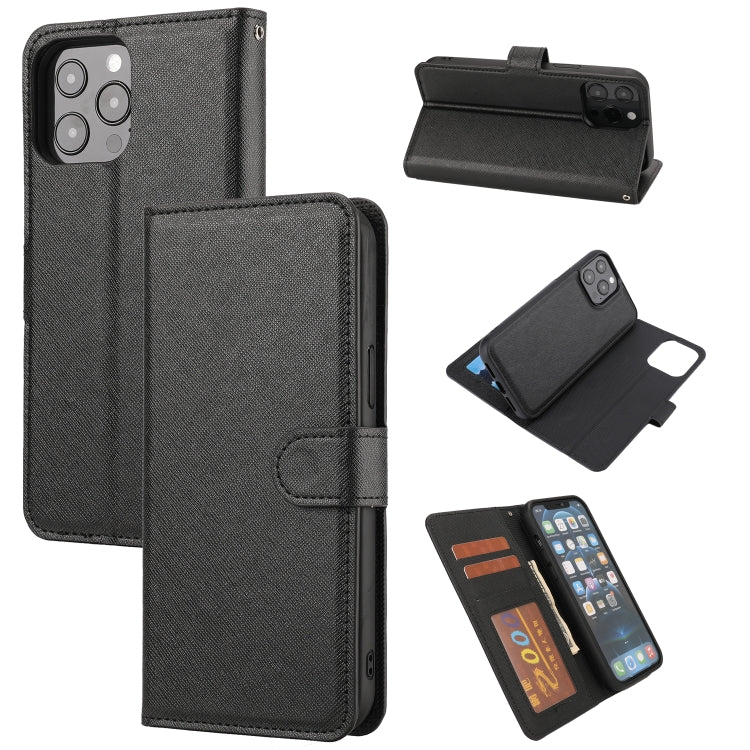 For iPhone 15 Pro Cross Texture Detachable Horizontal Flip PU Leather Case(Black) - HoMEdemic™ 
