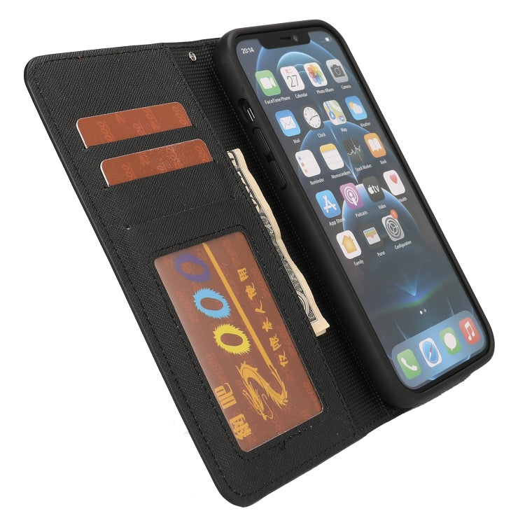 For iPhone 15 Pro Cross Texture Detachable Horizontal Flip PU Leather Case(Black) - HoMEdemic™ 