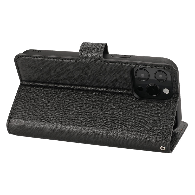 For iPhone 15 Pro Cross Texture Detachable Horizontal Flip PU Leather Case(Black) - HoMEdemic™ 