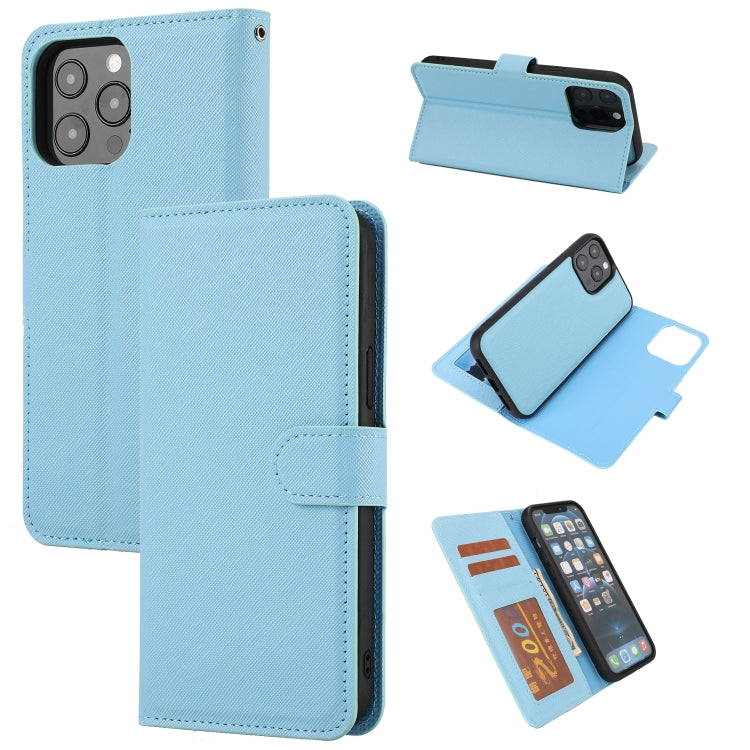 For iPhone 15 Pro Cross Texture Detachable Horizontal Flip PU Leather Case(Blue) - HoMEdemic™ 