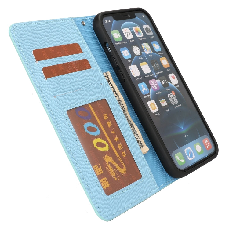 For iPhone 15 Pro Cross Texture Detachable Horizontal Flip PU Leather Case(Blue) - HoMEdemic™ 