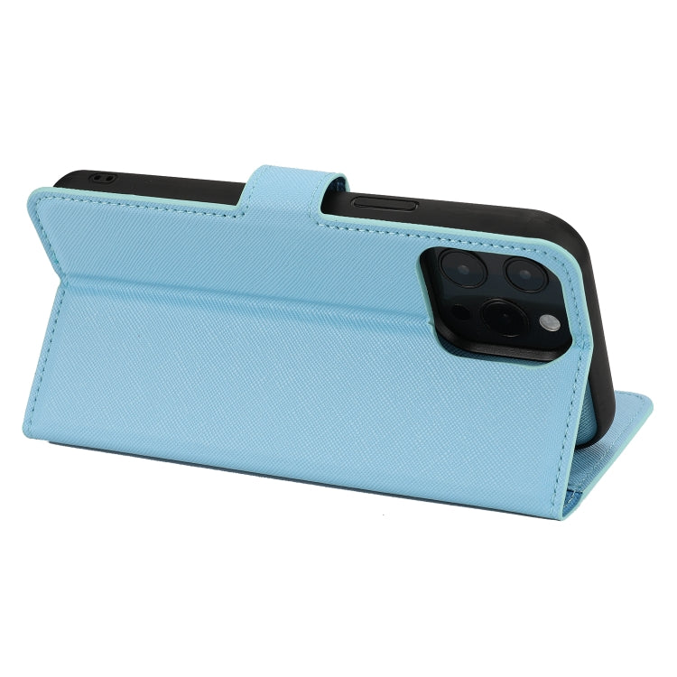 For iPhone 15 Pro Cross Texture Detachable Horizontal Flip PU Leather Case(Blue) - HoMEdemic™ 
