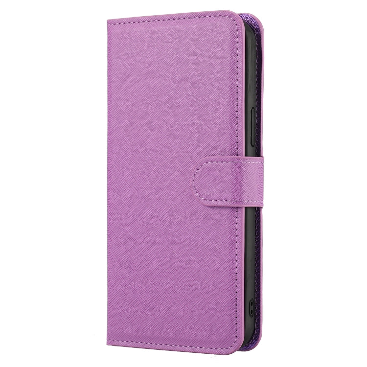 For iPhone 15 Pro Cross Texture Detachable Horizontal Flip PU Leather Case(Purple) - HoMEdemic™ 