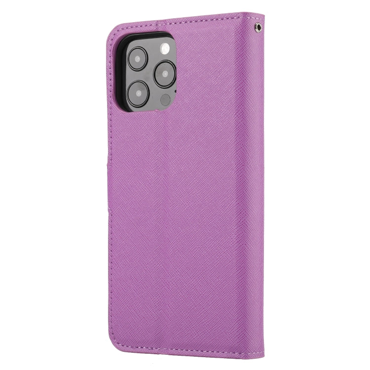 For iPhone 15 Pro Cross Texture Detachable Horizontal Flip PU Leather Case(Purple) - HoMEdemic™ 