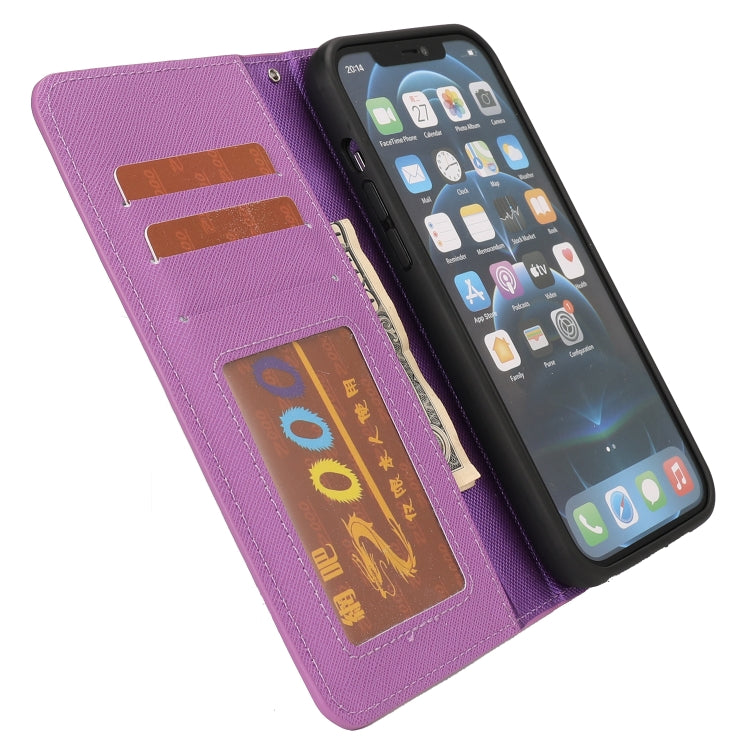 For iPhone 15 Pro Cross Texture Detachable Horizontal Flip PU Leather Case(Purple) - HoMEdemic™ 