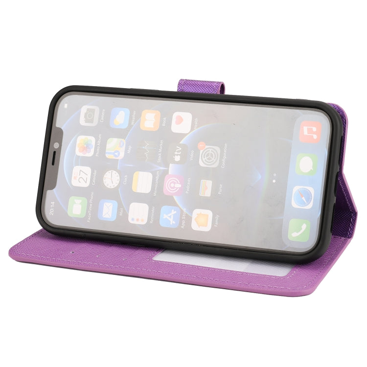 For iPhone 15 Pro Cross Texture Detachable Horizontal Flip PU Leather Case(Purple) - HoMEdemic™ 