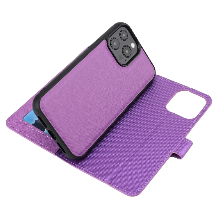 For iPhone 15 Pro Cross Texture Detachable Horizontal Flip PU Leather Case(Purple) - HoMEdemic™ 