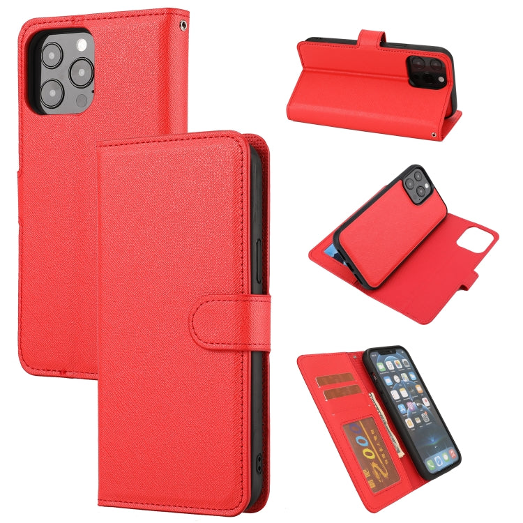 For iPhone 15 Pro Cross Texture Detachable Horizontal Flip PU Leather Case(Red) - HoMEdemic™ 