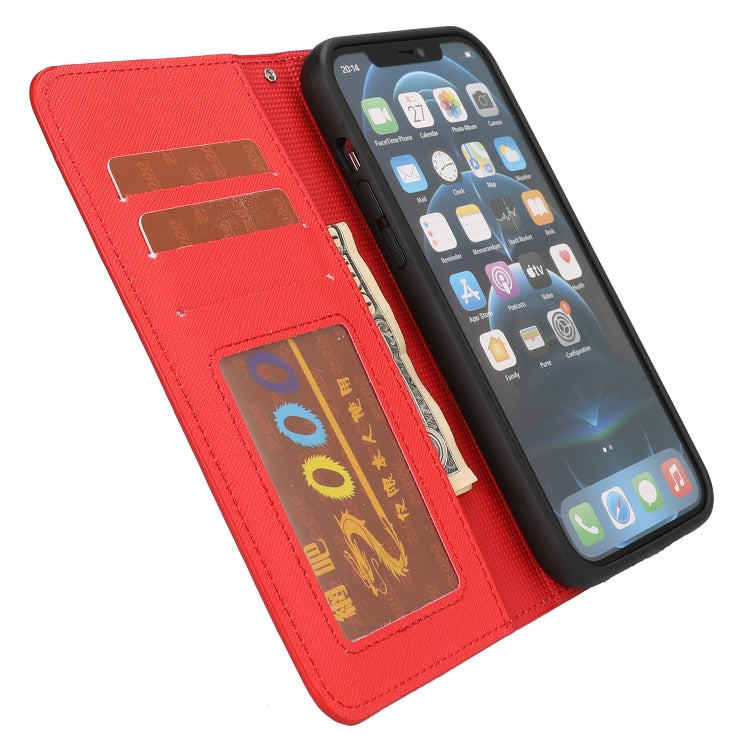 For iPhone 15 Pro Cross Texture Detachable Horizontal Flip PU Leather Case(Red) - HoMEdemic™ 
