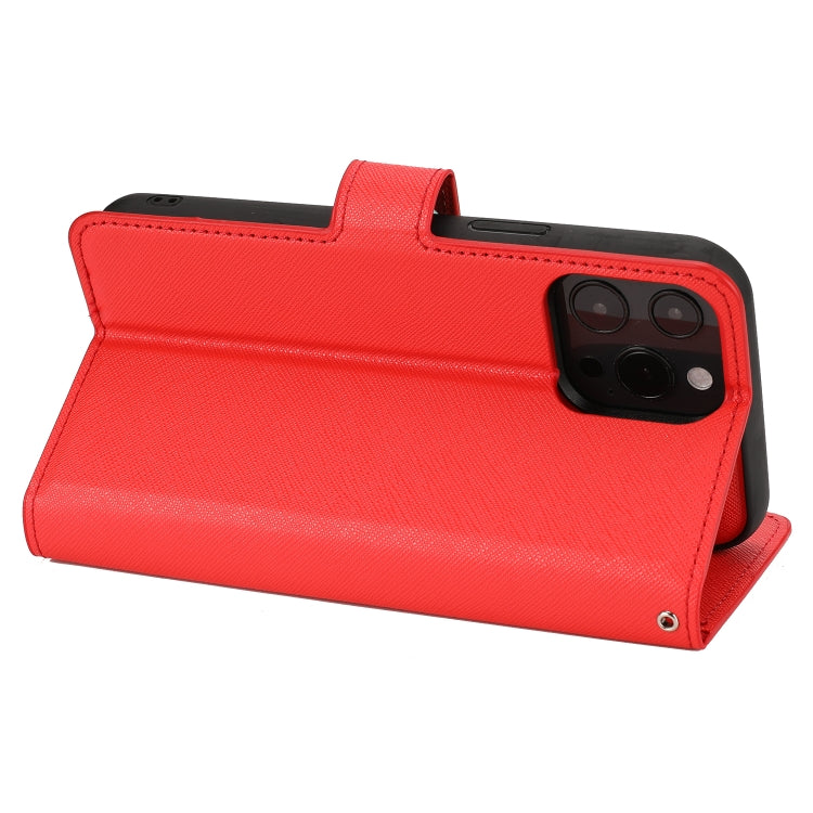 For iPhone 15 Pro Cross Texture Detachable Horizontal Flip PU Leather Case(Red) - HoMEdemic™ 