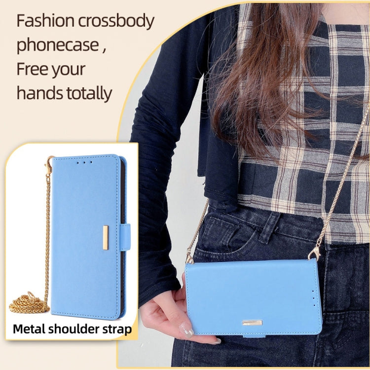For iPhone 15 Pro Crossbody Chain Leather Phone Case(Blue) - HoMEdemic™ 