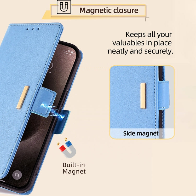 For iPhone 15 Pro Crossbody Chain Leather Phone Case(Blue) - HoMEdemic™ 