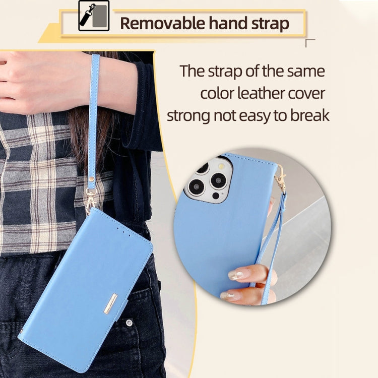 For iPhone 15 Pro Crossbody Chain Leather Phone Case(Blue) - HoMEdemic™ 