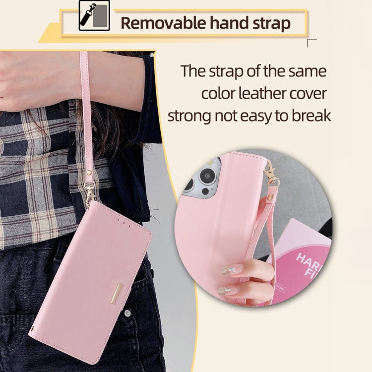 For iPhone 15 Pro Crossbody Chain Leather Phone Case(Pink) - HoMEdemic™ 